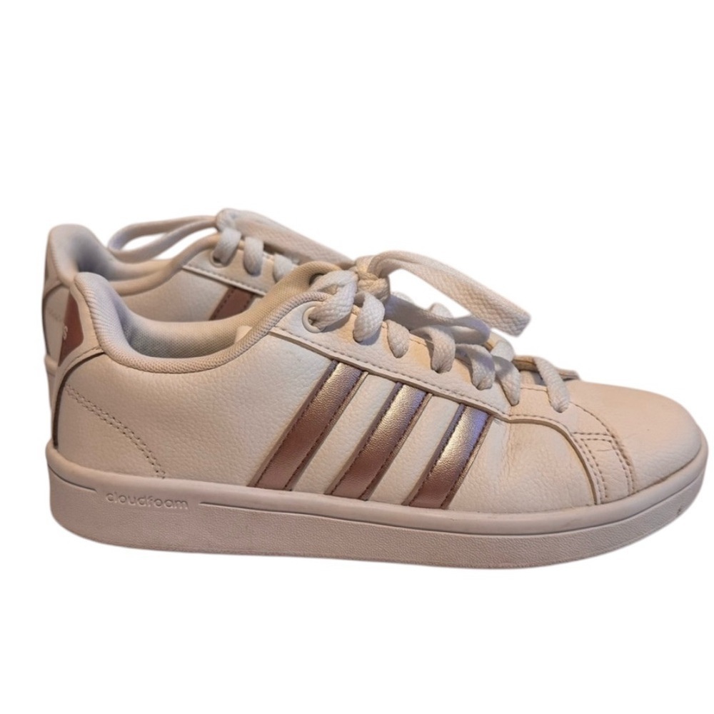 Adidas Ortholite Float Cloudfoam Leather Sneakers Rose Gold Stripes Sz 6 - Picture 1 of 7